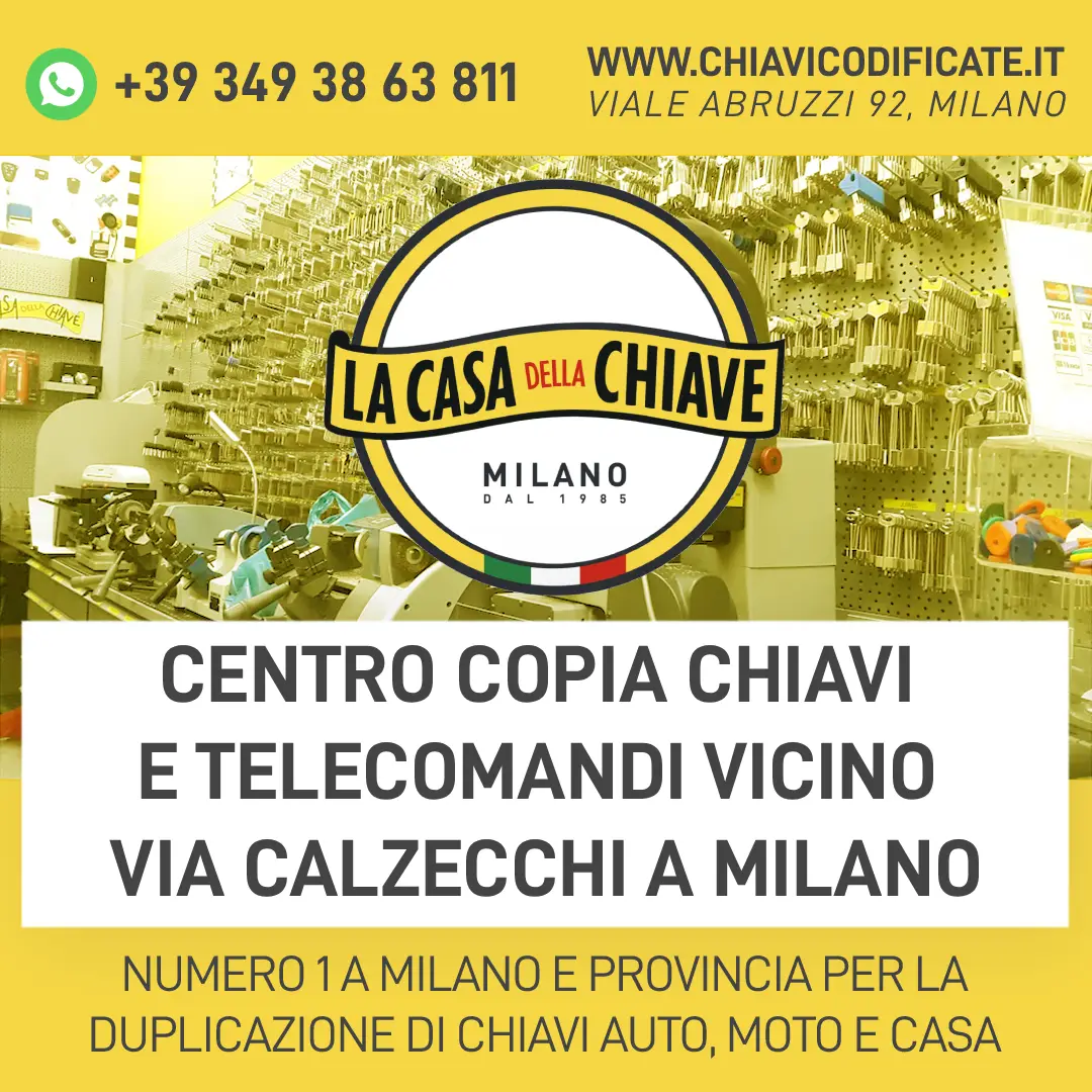Centro copia chiavi e telecomandi vicino Via Calzecchi a Milano