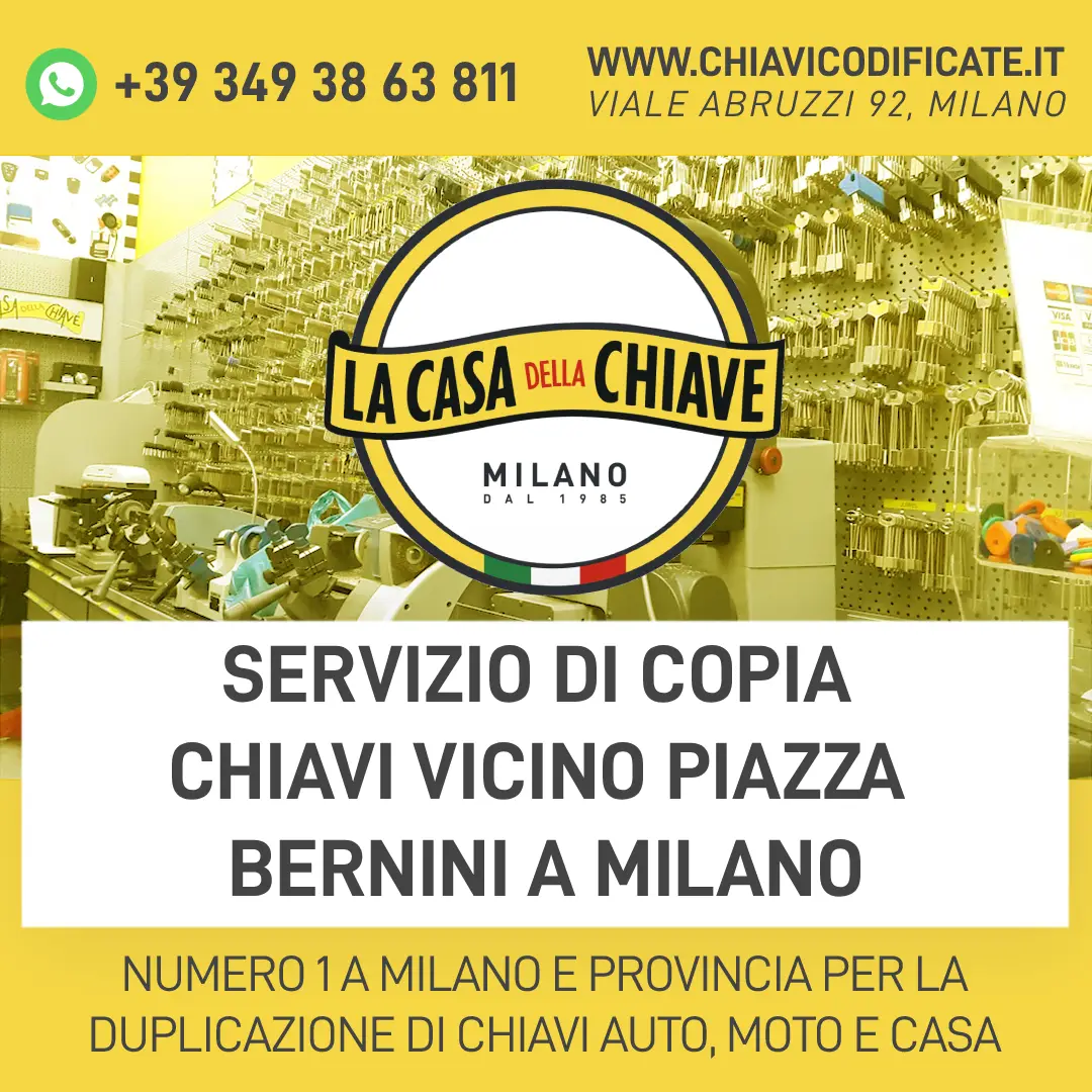 Servizio di copia chiavi vicino Piazza Bernini a Milano