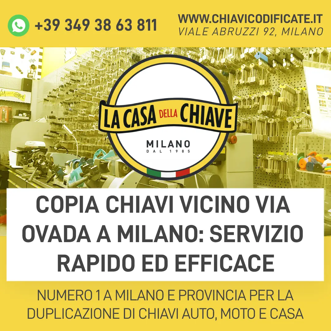 Copia chiavi vicino Via Ovada a Milano: servizio rapido ed efficace